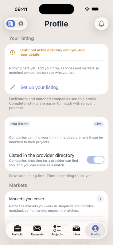 A provider's own listing editor on iPhone