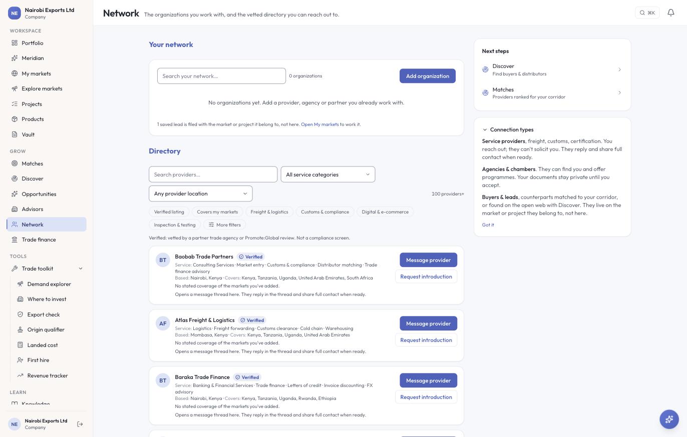 The same directory on the web console, as one paginated list with filters